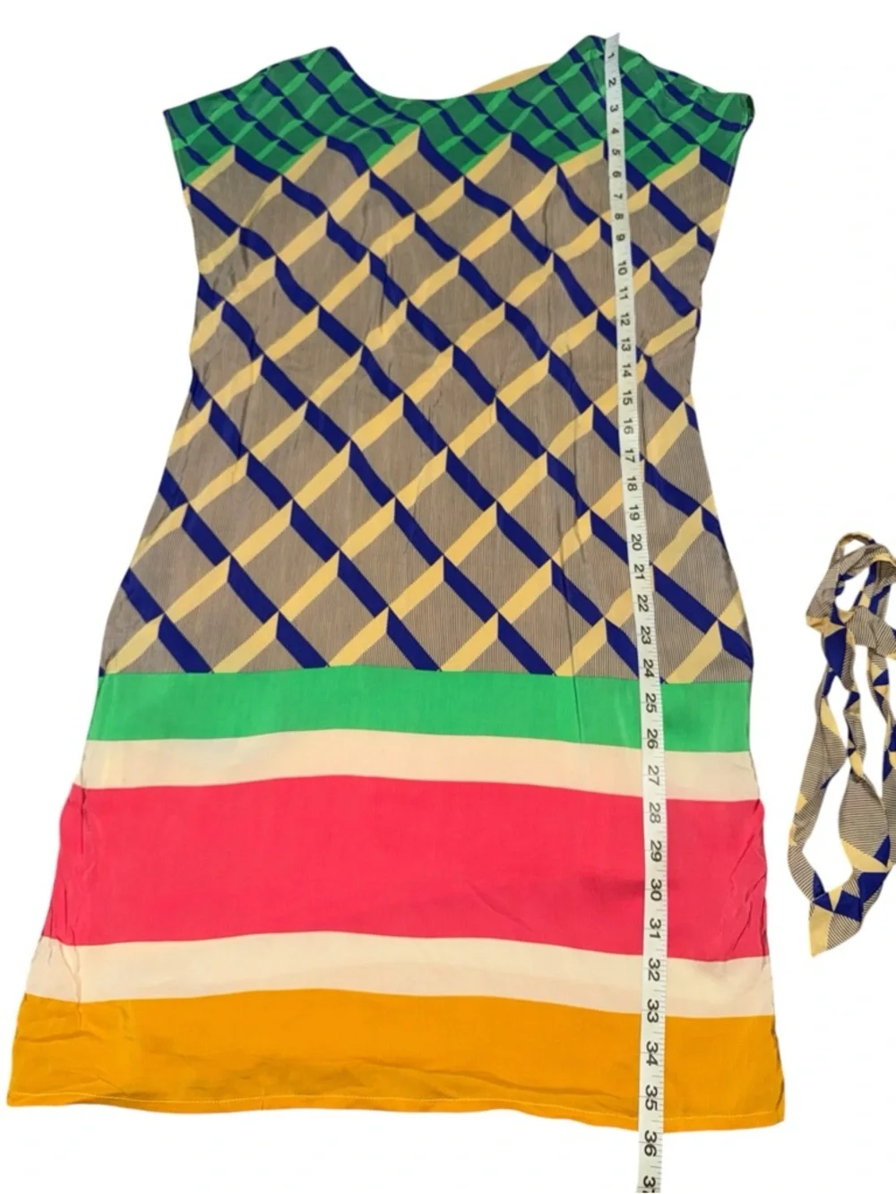 Women’s MNG Collection Colorblock Geometric Tie-Waist Dress - 6